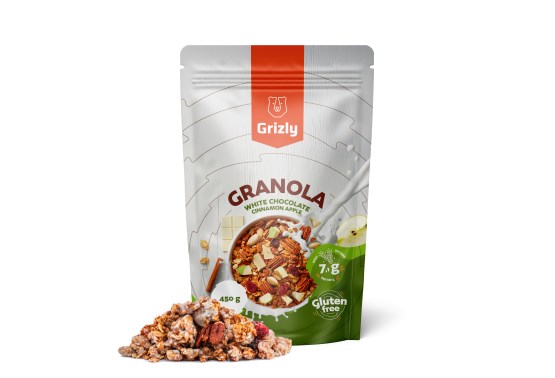 Apfel-Zimt Granola mit weißer Schokolade